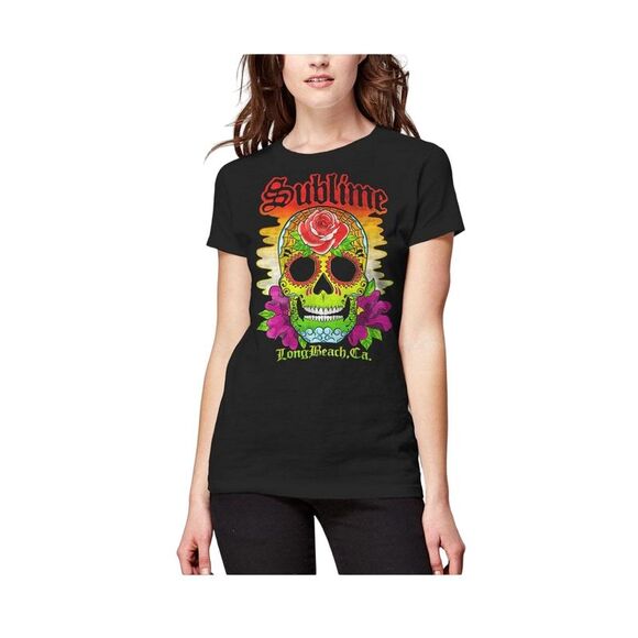 Sublime Womens/Ladies Skull T-Shirt / Black/Multicolored - Picture 1 of 1